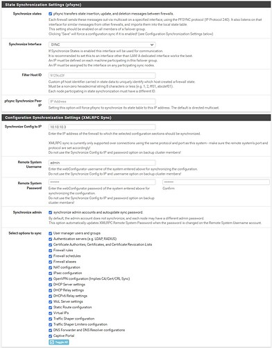 pfSense HA Config