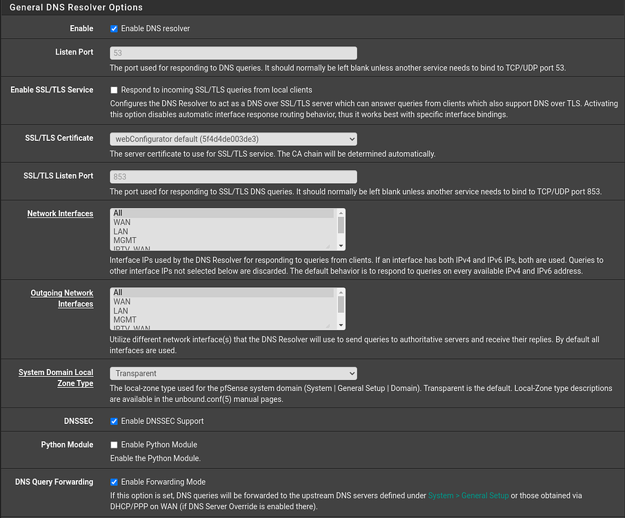 Не работает dns pfsense