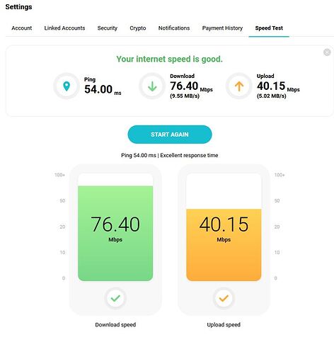 speedtest from desktop machine