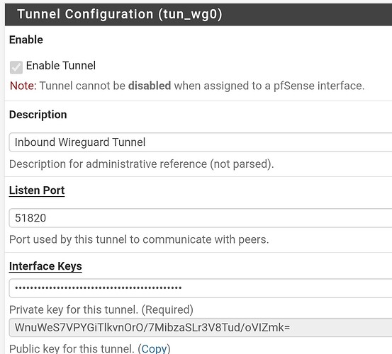 Wireguard Tunnel Configuration
