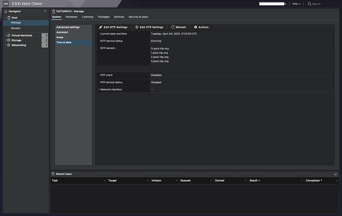 2 VMware ESXi Time and date settings